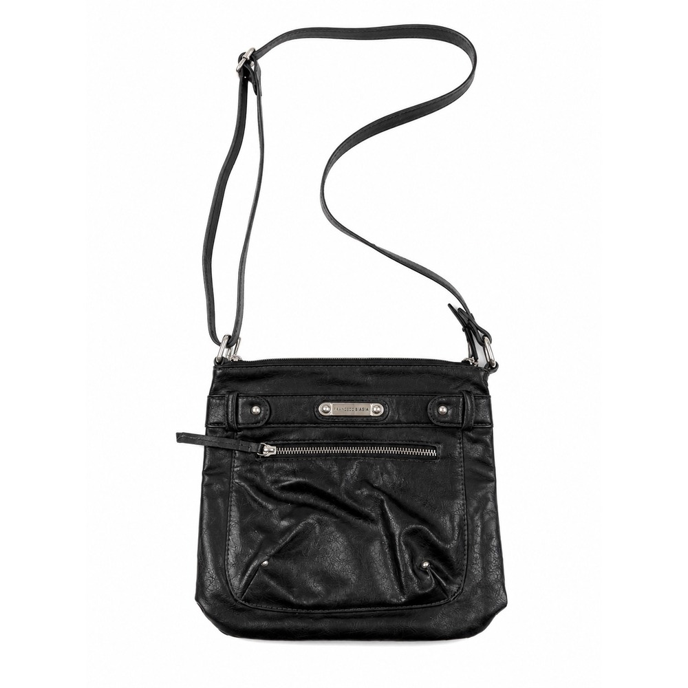 Franco Sarto Vintage Y2K Black Leather Travel Crossbody Purse Bag